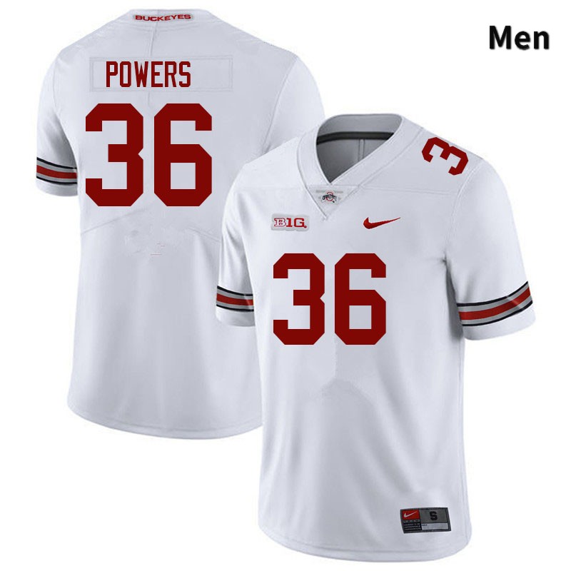 Ohio State Buckeyes Gabe Powers Men's #36 White Authentic Stitched College Football Jersey